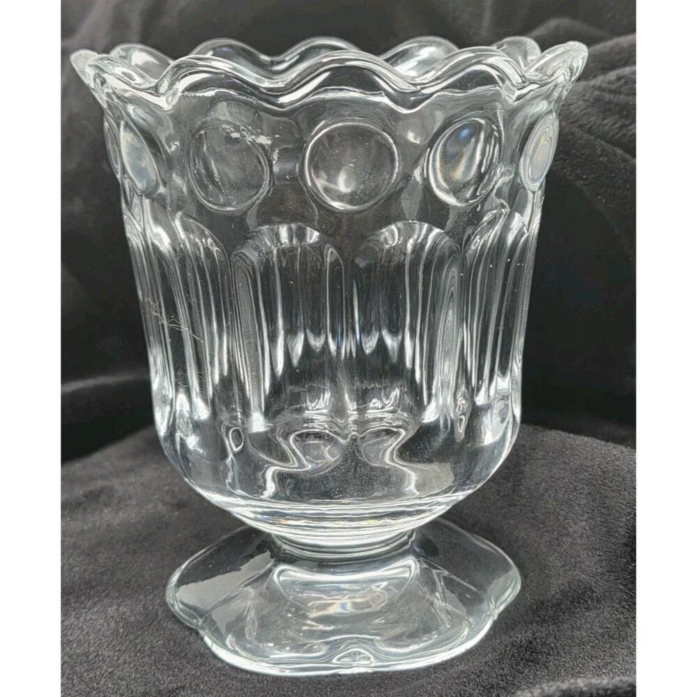 Vintage Pedestal clear vase/open spooner 4x5